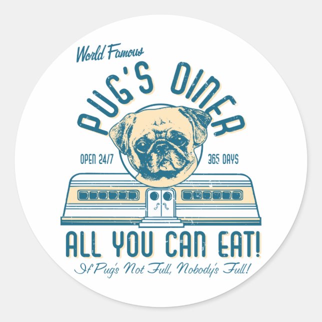 Mops Diner 50er Vintag Retro Stickers (Vorderseite)