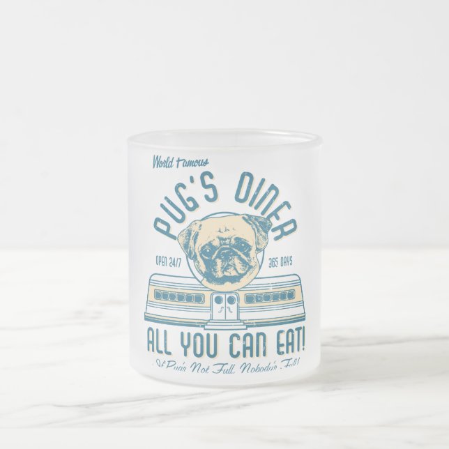 Mops Diner 50er Vintag Retro Tasse (fawn) (Mittel)