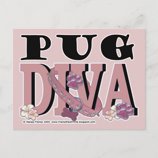 Mops DIVA Postkarte (Vorderseite)