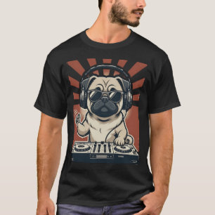 Mops DJ Hund Musikliebhaber Discjockey T-Shirt