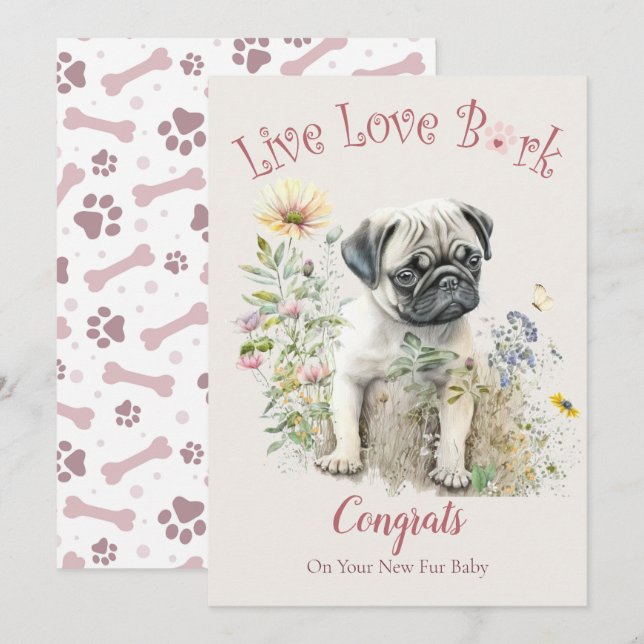 Mops Dog Adoption, Gotcha Tag Karte (Vorne/Hinten)