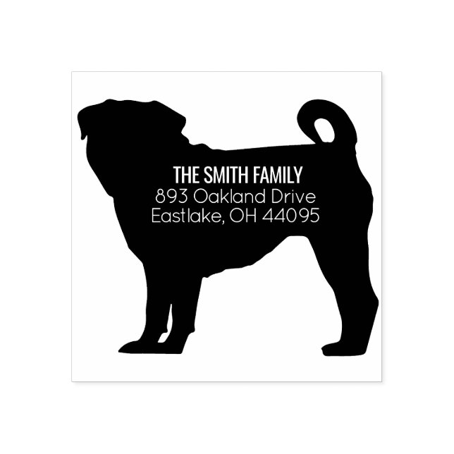 Mops-Dog-Adresse Briefmarke Gummistempel (Prägung)