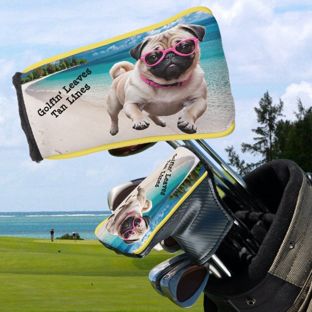 Mops Dog am Beach Putter Golf Head Cover Headcover (Pug Putter head)