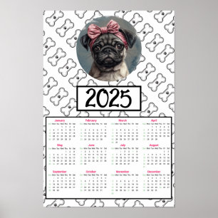 Mops Dog and Bones - Kalender 2025 Poster