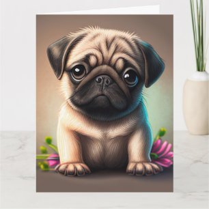 MOPS DOG ART GLÜCKLICH BIRTHTAG GREETING CARD KARTE