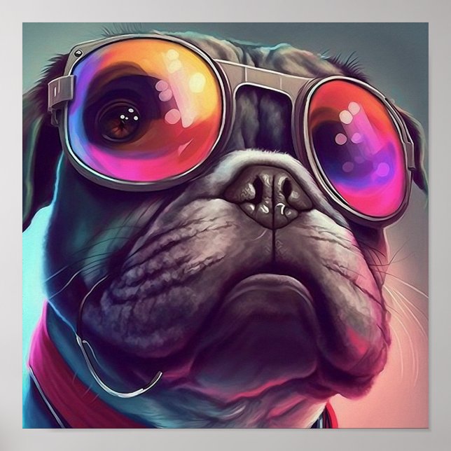 Mops Dog Art Poster (Vorne)