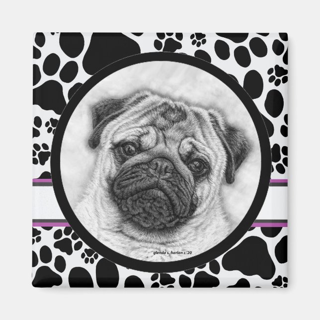 Mops Dog Art von Glenda Harlan Magnet (Vorne)
