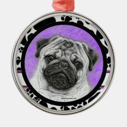 Mops Dog Art Weihnachtsfeier von Glenda Harlan Ornament Aus Metall
