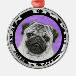 Mops Dog Art Weihnachtsfeier von Glenda Harlan Ornament Aus Metall