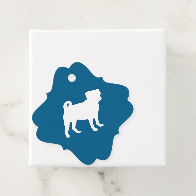 Mops Dog Baby Dusche Blue Puppy Boy Geschenkanhänger (Beispiel)