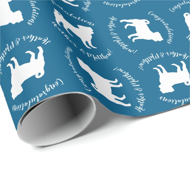 Mops Dog Baby Dusche Blue Puppy Boy Geschenkpapier (Rolleneckpunkt)