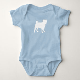 Mops Dog Baby Dusche Blue Puppy Boy Strampler