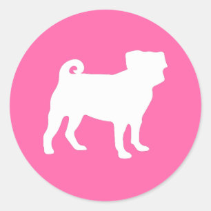 Mops Dog Baby Dusche Pink Puppy Girl Runder Aufkleber