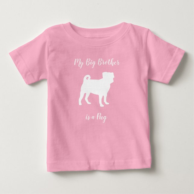 Mops Dog Baby Dusche Pink Puppy Girl T-shirt (Vorderseite)