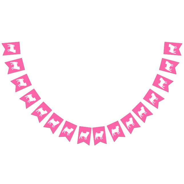 Mops Dog Baby Dusche Pink Puppy Girl Wimpelkette (Alle)