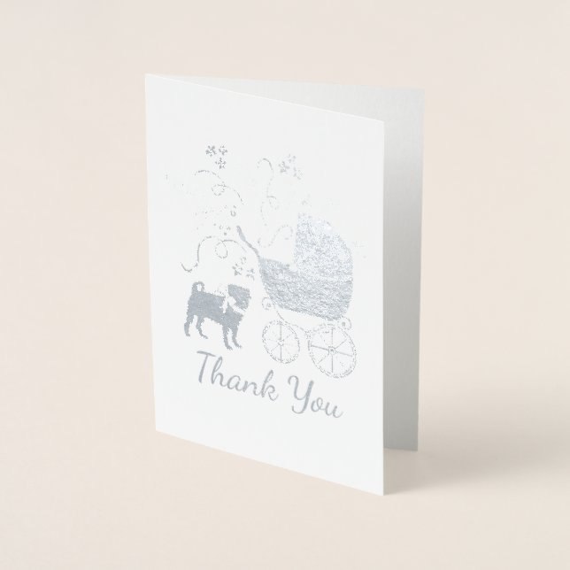 Mops Dog Baby Duwer Thema Welpe Geschlecht Neutral Folienkarte (Vorderseite)