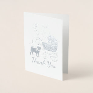 Mops Dog Baby Shower Blue mit Bow Folienkarte