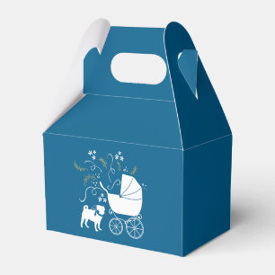 Mops Dog Baby Shower Blue mit Bow Geschenkschachtel