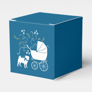 Mops Dog Baby Shower Blue mit Bow Geschenkschachtel