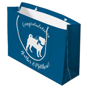 Mops Dog Baby Shower Blue mit Bow Große Geschenktüte