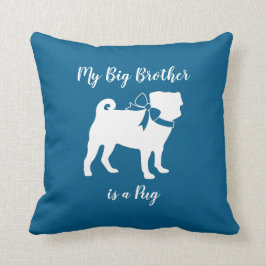 Mops Dog Baby Shower Blue mit Bow Kissen