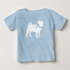 Mops Dog Baby Shower Blue mit Bow T-shirt