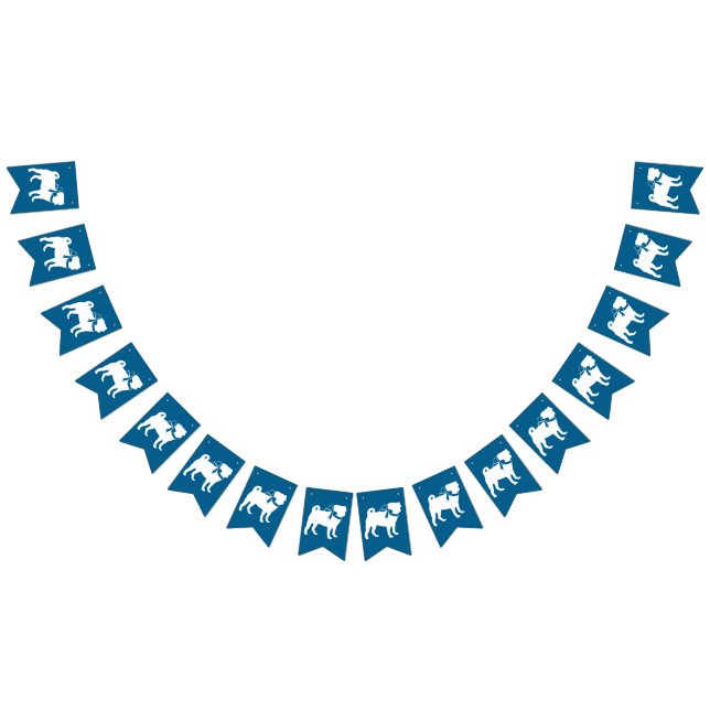 Mops Dog Baby Shower Blue mit Bow Wimpelkette (Alle)