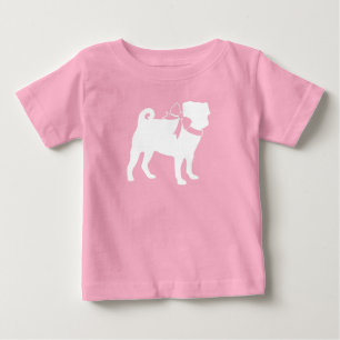 Mops Dog Babydusche Mädchen Pink mit Bow Baby T-shirt