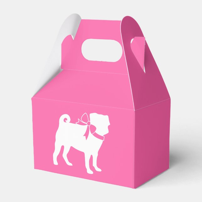 Mops Dog Babydusche Mädchen Pink mit Bow Geschenkschachtel (Vorderseite)