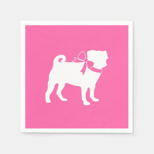 Mops Dog Babydusche Mädchen Pink mit Bow Serviette