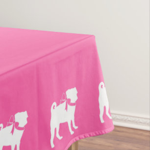Mops Dog Babydusche Mädchen Pink mit Bow Tischdecke