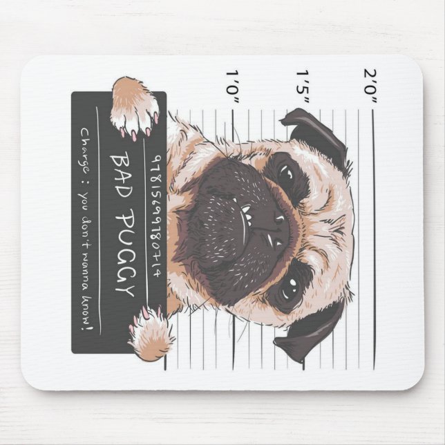 Mops Dog Bad Puggy Hausbesitzer Mousepad (Vorne)