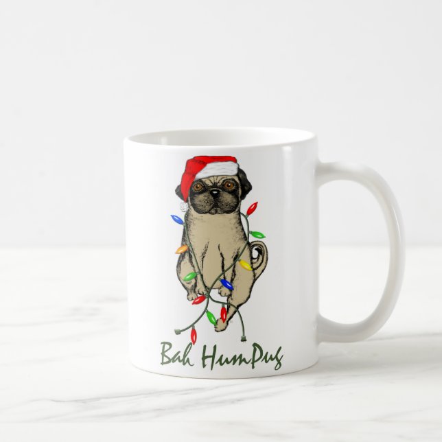 Mops Dog Bah Humpug Weihnachten Kaffeetasse (Rechts)