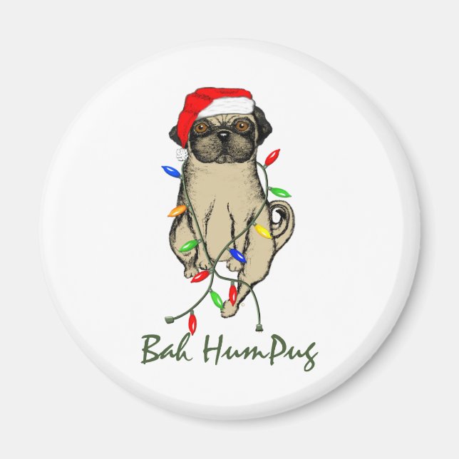 Mops Dog Bah Humpug Weihnachten Magnet (Vorne)