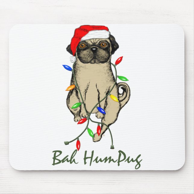 Mops Dog Bah Humpug Weihnachten Mousepad (Vorne)