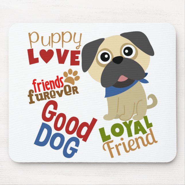 Mops Dog Bester Freund Mousepad (Vorne)