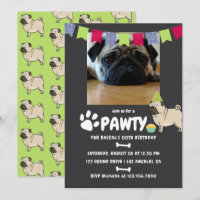 Mops Dog Birthday Foto Einladung