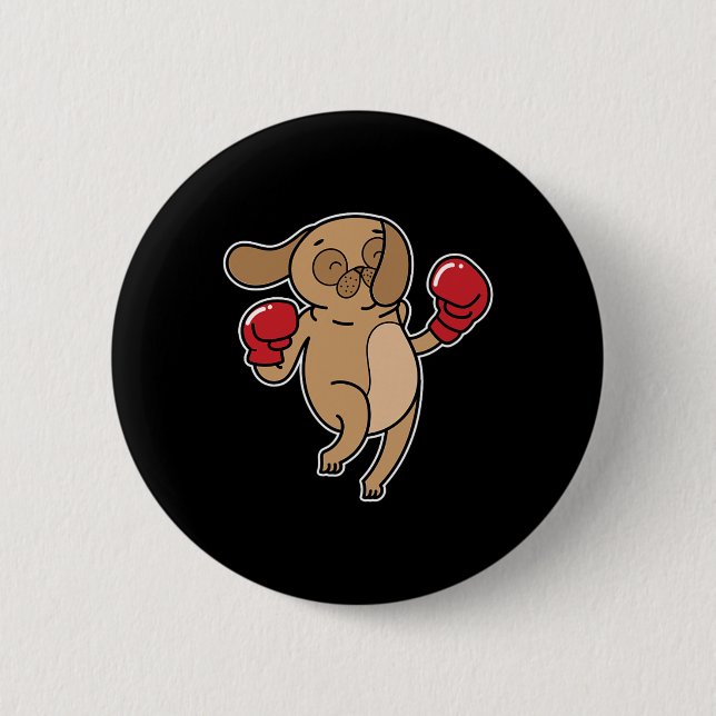 Mops Dog Boxing Button (Vorderseite)