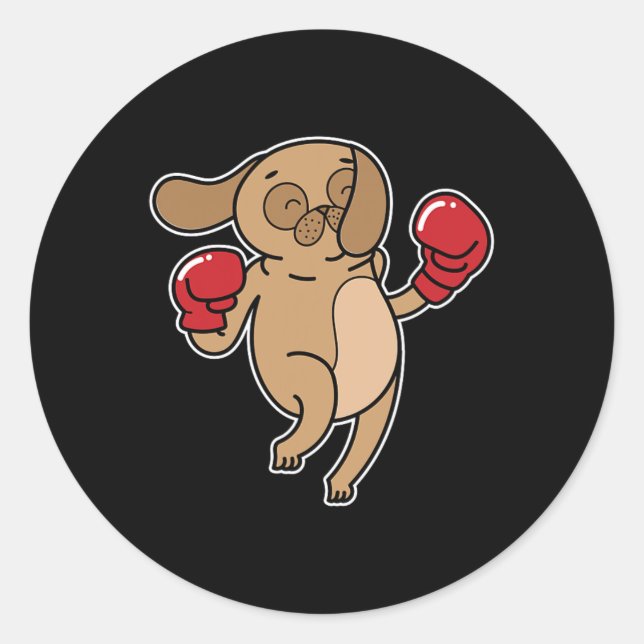 Mops Dog Boxing Runder Aufkleber (Vorderseite)