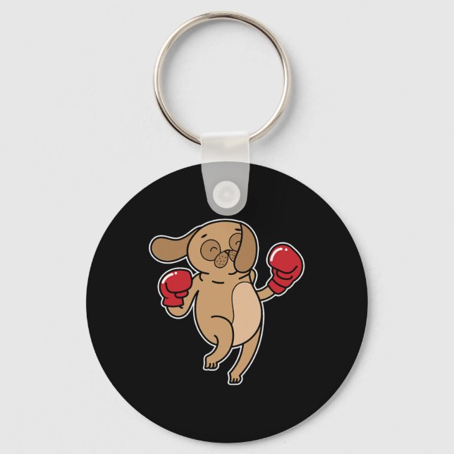 Mops Dog Boxing Schlüsselanhänger (Vorderseite)
