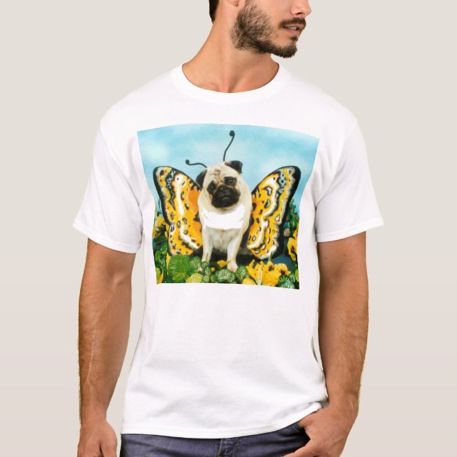 Mops Dog Butterfly T - Shirt (Vorderseite)