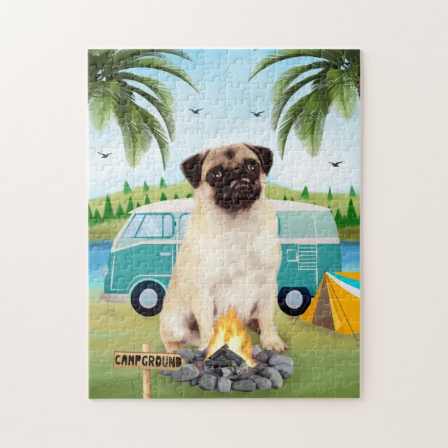Mops Dog Camping Puzzle (Vertikal)