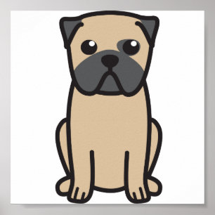 Mops Dog Cartoon Poster