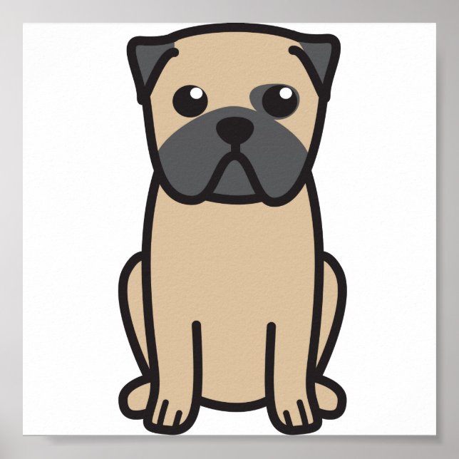 Mops Dog Cartoon Poster (Vorne)