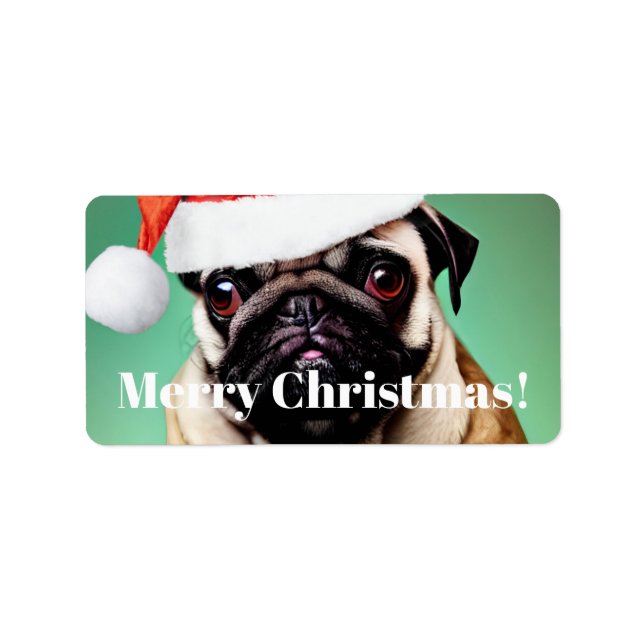 Mops Dog Christmas Adressaufkleber (Vorne)
