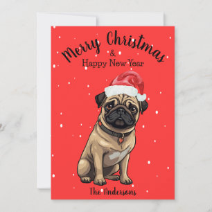 Mops Dog Christmas Feiertagskarte