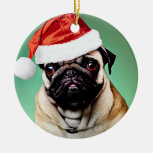 Mops Dog Christmas Keramik Ornament