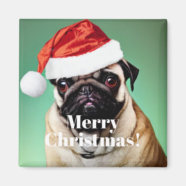 Mops Dog Christmas Magnet (Vorne)