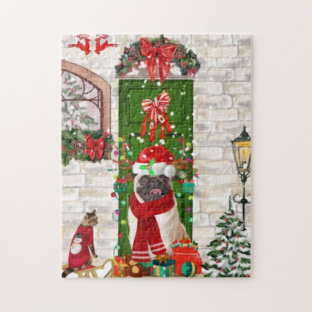 Mops Dog Christmas Puzzle (Vertikal)