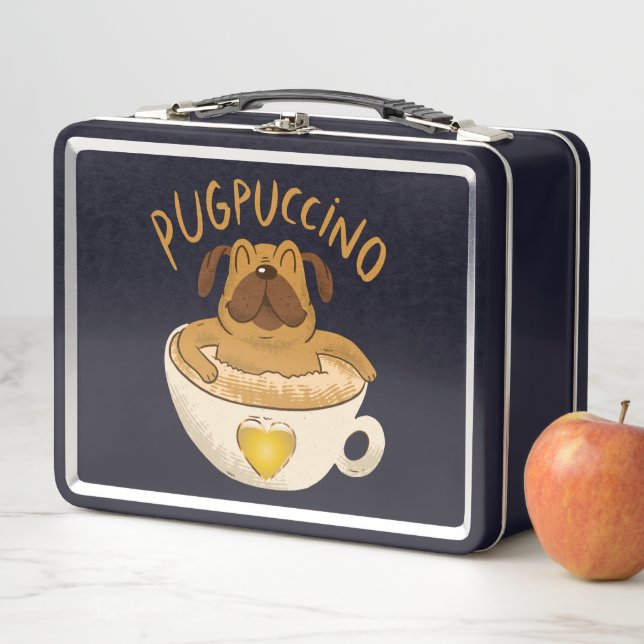 Mops Dog Coffeine Lover Design Metall Brotdose (Beispiel)